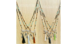 mix beaded long tassels necklace charms fashion shipping free pack